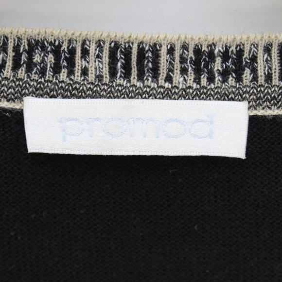 Vintage Promod Cardigan Sweater Women's Black Asymmetrical Long Sleeve Small S - Picture 4 of 8